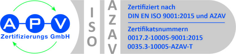 APV Zertifiziert - nach DIN EN ISO 90001:2015 und AZAV